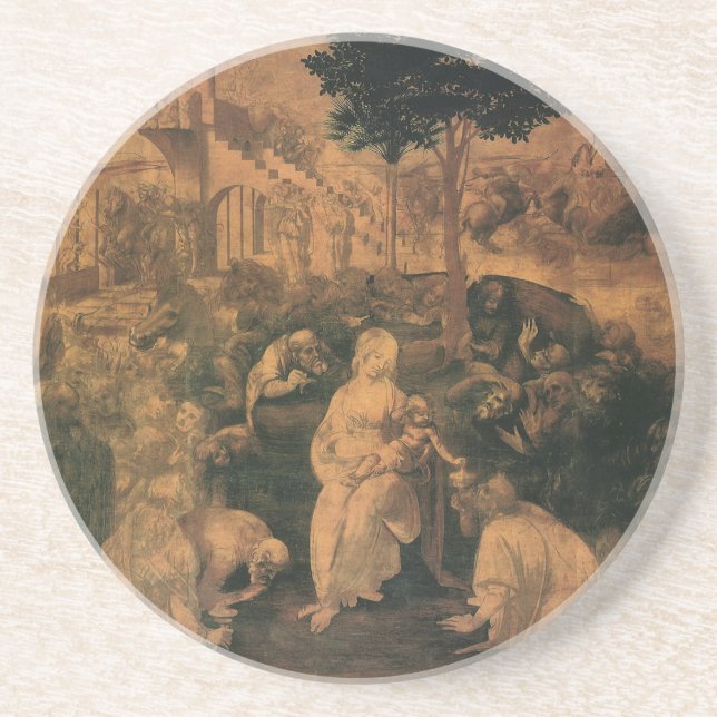da Vinci's Adoration of the Magi Sandstone Coaster (Front)