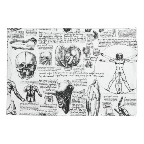 Da Vincis Anatomy Sketchbook Pillowcase