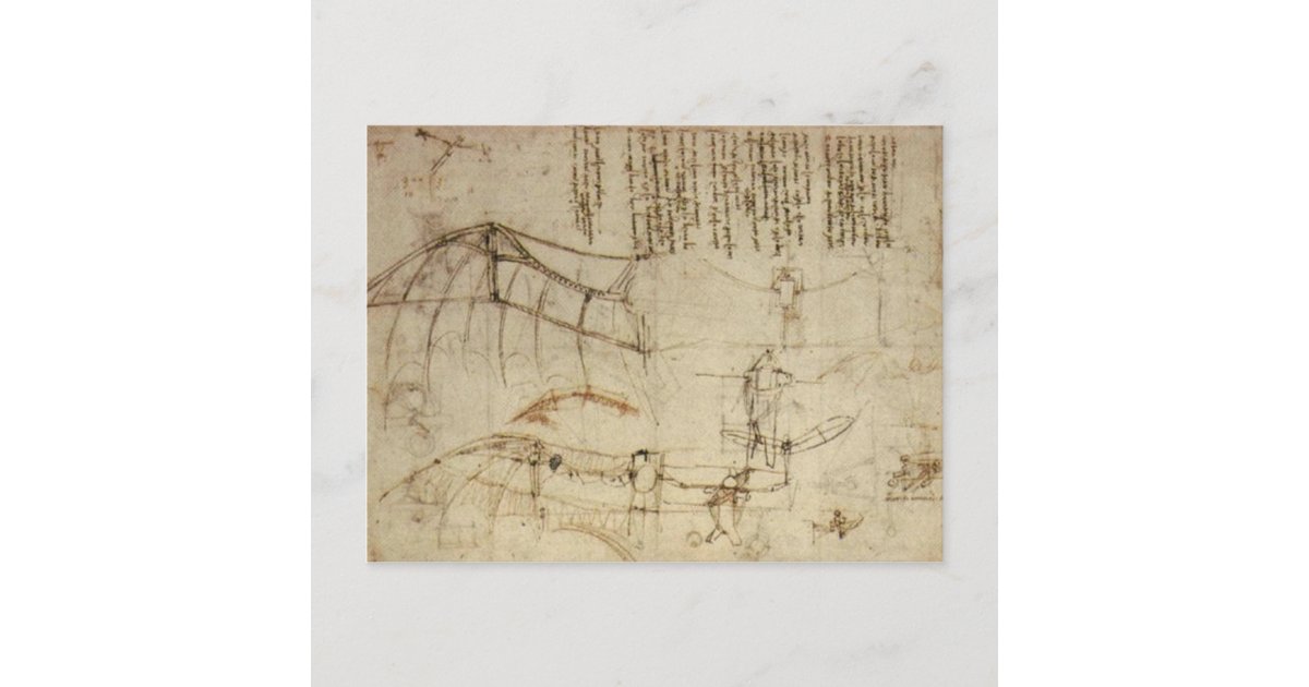 Da Vinci's Flying Contraption Postcard | Zazzle