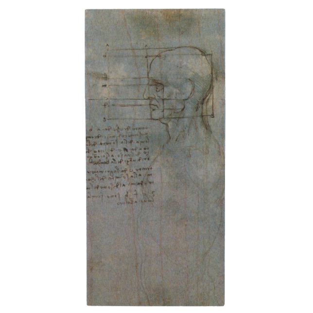 Da Vinci's Human Anatomy Notebook Wood Flash Drive (Front Vertical)