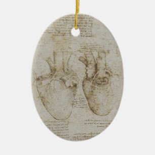 Da Vinci's Human Heart Anatomy Sketches Ceramic Ornament