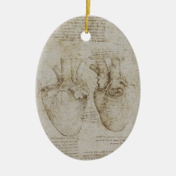 Da Vinci's Human Heart Anatomy Sketches Ceramic Ornament by ThinxShop at Zazzle
