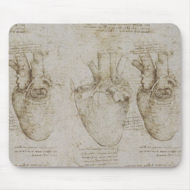 Da Vinci's Human Heart Anatomy Sketches Mouse Pad (Front)