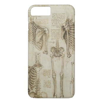 Da Vinci's Human Skeleton Anatomy Sketches Iphone 8 Plus/7 Plus Case by ThinxShop at Zazzle