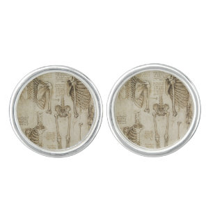 Da Vinci's Human Skeleton Anatomy Sketches Cufflinks