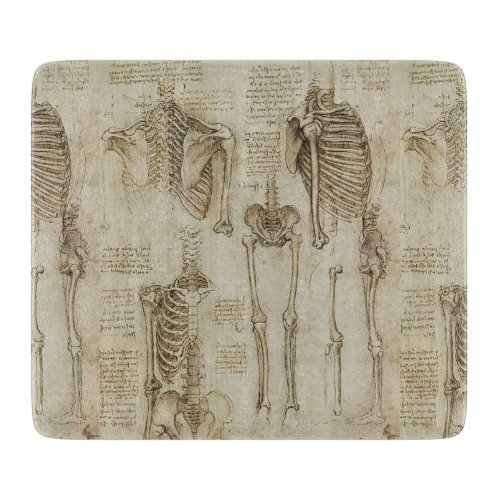 Da Vincis Human Skeleton Anatomy Sketches Cutting Board