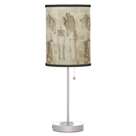 Da Vinci's Human Skeleton Anatomy Sketches Table Lamp (Left)