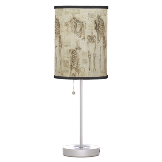 Da Vinci's Human Skeleton Anatomy Sketches Table Lamp (Right)