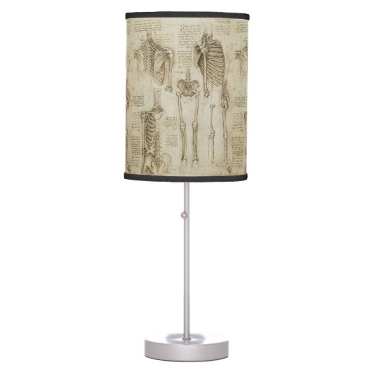 Da Vinci's Human Skeleton Anatomy Sketches Table Lamp (Front)