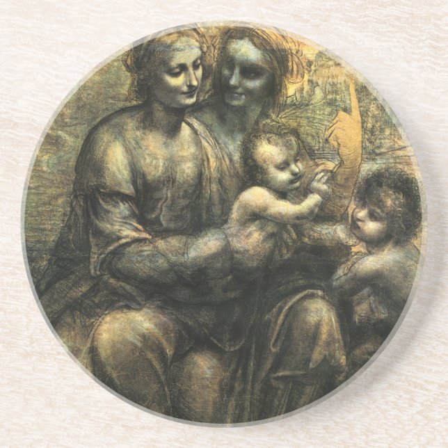 da Vinci's Madonna and Child Sandstone Coaster (Front)