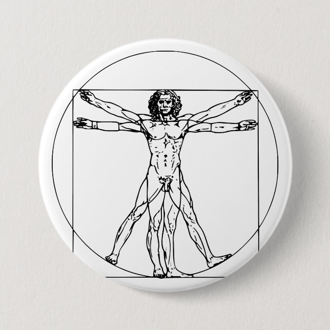 Da Vinci's Vitruvian Man Button (Front)