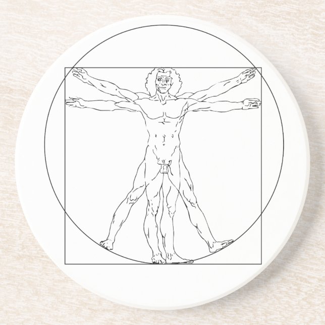 Da Vinci's Vitruvian Man Sandstone Coaster (Front)