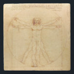 Da Vinci's Vitruvian Man Stone Coaster<br><div class="desc">Leonardo da Vinci's drawing is based on the correlations of ideal human proportions with geometry described by the ancient Roman architect Vitruvius in Book III of his treatise De Architectura.</div>