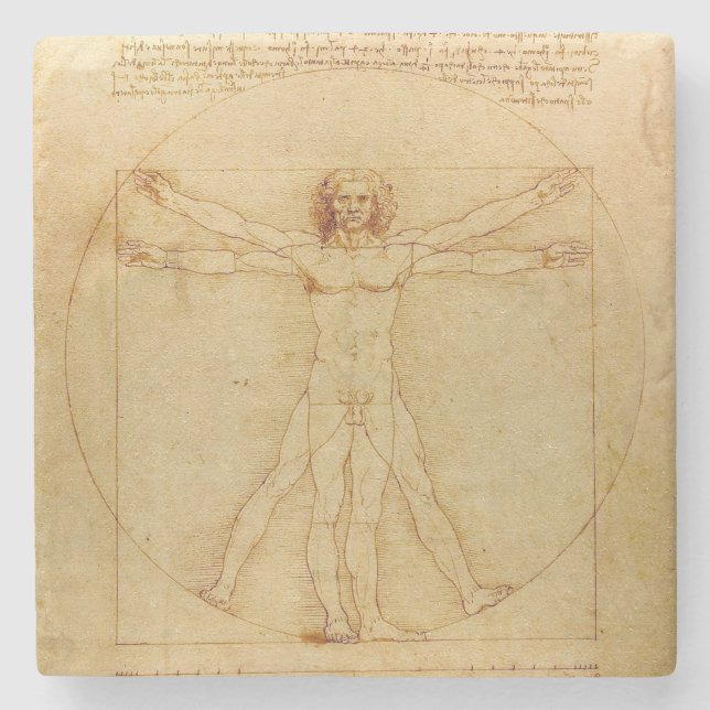 Da Vinci's Vitruvian Man Stone Coaster (Front)