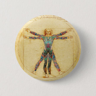 Da Vinci's Vitruvian man with tattoos Button