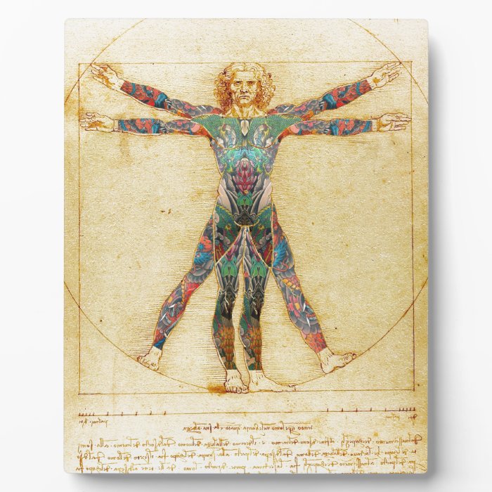 Da Vinci's Vitruvian man with tattoos Photo Plaque