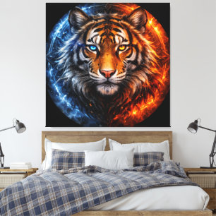 Daagwear – Duality Tiger Fire & Ice Spirit Canvas Print
