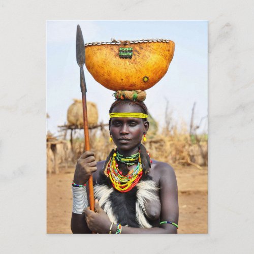 Daasanach Woman Carrying Water on her Head Postcard