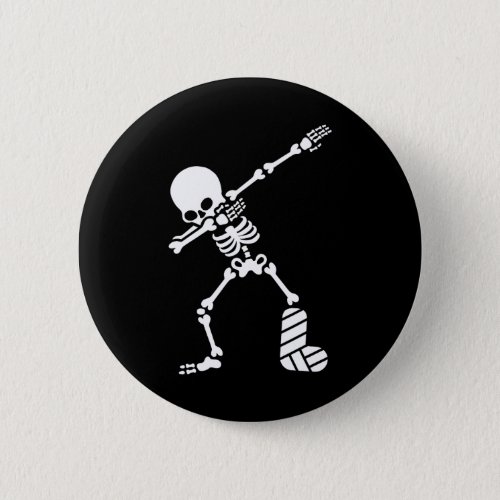 Dab dabbing broken leg plaster cast skeleton button