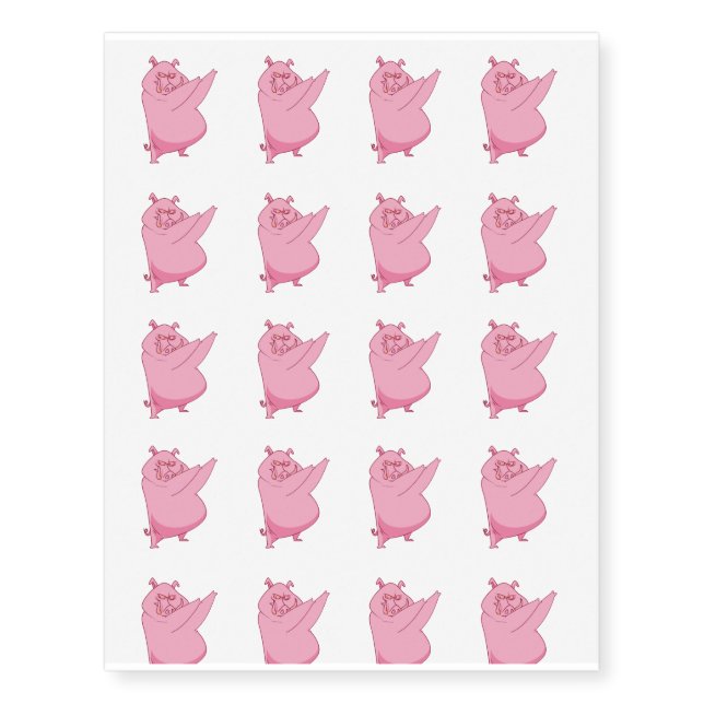 Dab Dabbing Pig Funny Temporary Tattoos (Front)