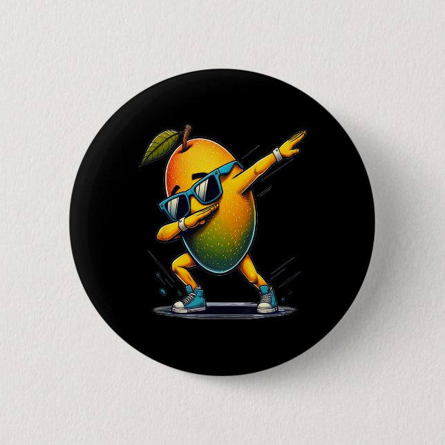 Dab Dance Mango Funny Dancing Dabbing Fruit  Button (Front)