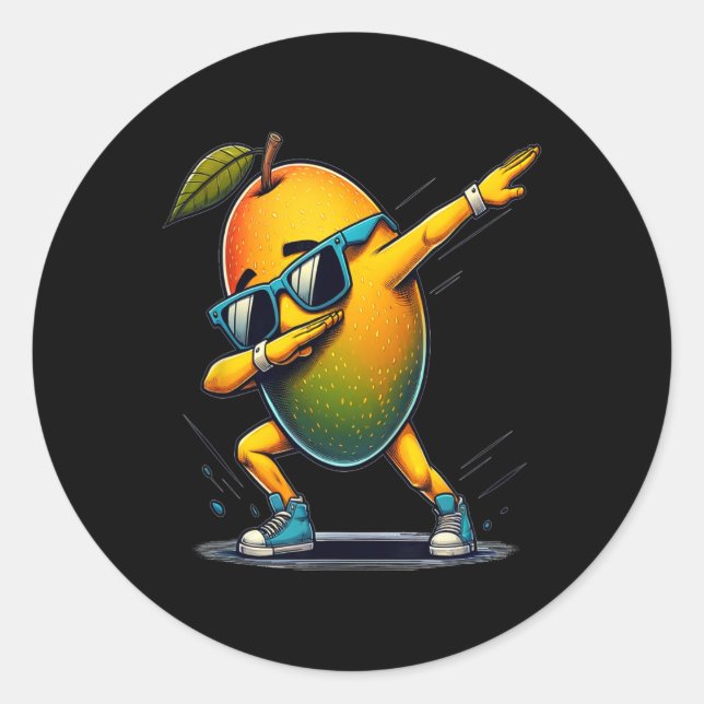 Dab Dance Mango Funny Dancing Dabbing Fruit  Classic Round Sticker (Front)