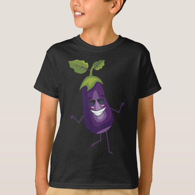 Dab Eggplant Dancing Dabbing Eggplant Fruit T-Shirt (Front)