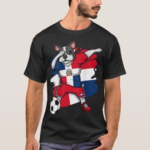 Dab French Bulldog Dominican Republic Soccer Fans  T_Shirt