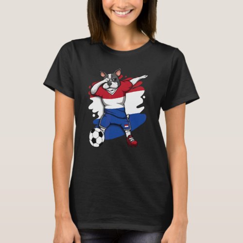 Dab French Bulldog Netherlands Soccer Fans Jersey  T_Shirt