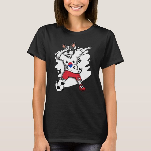 Dab French Bulldog South Korea Soccer Fans Jersey  T-Shirt (Front)