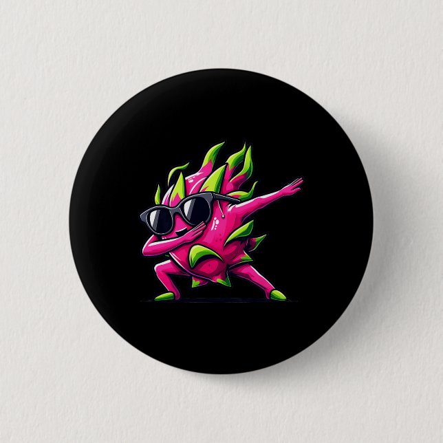 Dab Fruit Dancing Dabbing Dragon Fruit Meme  Button (Front)