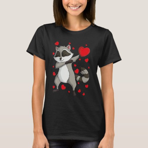 Dab Jungle Animals Dabbing Raccoon Valentines Day T_Shirt