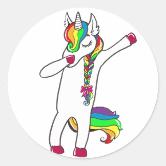 Dab licorne classic round sticker