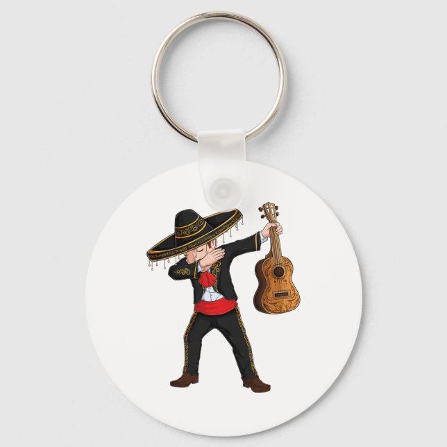 Dab Mexican Mariachi Costume Charro Sombrero Cinco Keychain (Front)