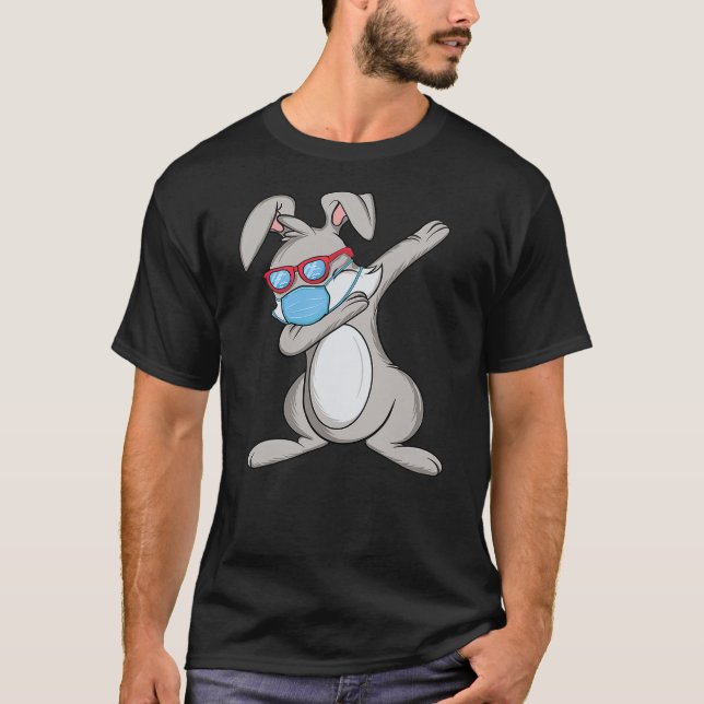 Dab Rabbit Dabbing Bunny Sunglasses Face Mask T-Shirt (Front)