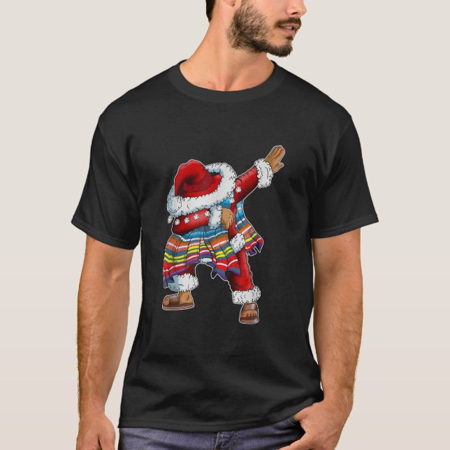 Dab Santa Claus With Mexican Poncho Is Dabbing T-Shirt (Front)