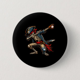 Dab Skeleton Dabbing Skeleton Pirate Baseball  Button