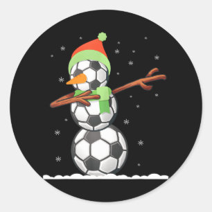 Dab Snowman Made Of Soccer Balls Funny Christmas Classic Round Sticker