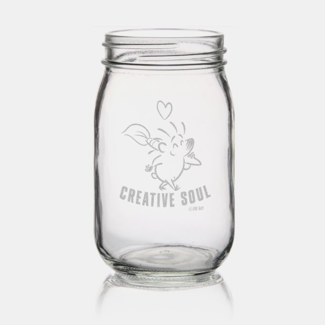 DAB the HEDGEHOG ARTIST by Jeff Willis Art Mason Jar (Glassware)