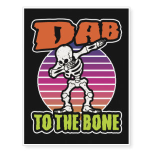 Dab To The Bone Halloween Scary Dabbing Skeleton Temporary Tattoos