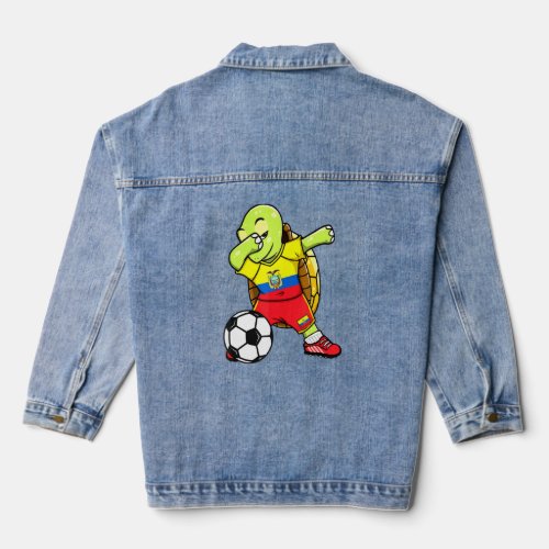 Dab Turtle Ecuador Soccer Fans Jersey Ecuadorian F Denim Jacket
