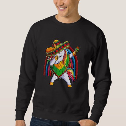 Dab Unicorn Poncho Sombrero Cinco De Mayo Kids Gir Sweatshirt