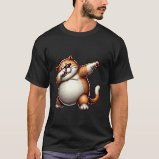 Dabbiing Fat Cat Art Design, Whimsical Fat Kitten T-Shirt