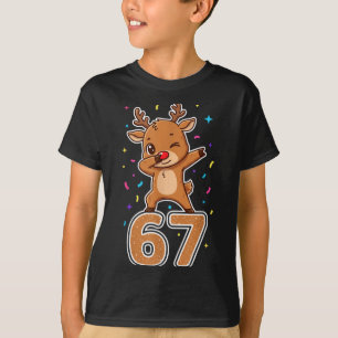 Dabbing 67 Reindeer 67 Funny Six Seven Meme Gen Z T-Shirt