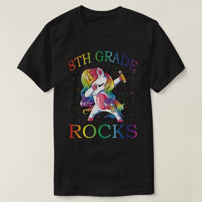 Dabbing 8TH Grade Teacher Unicorn Tshirt 1st day O (Design Front)