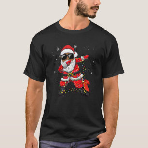 Dabbing African American Santa  Christmas Tree Lig T-Shirt