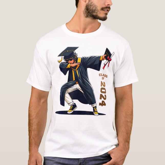 Dabbing African Black Boys Teens Graduation Class  T-Shirt (Front)