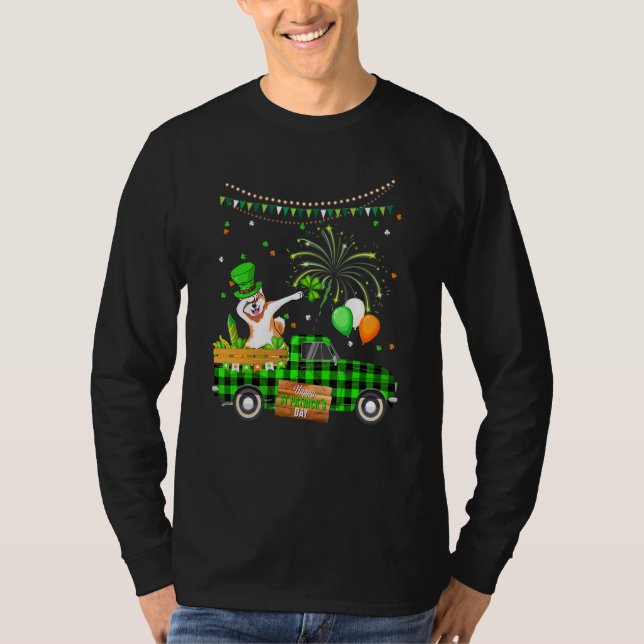 Dabbing Akita Dog  Shamrock St Patrick's Day T-Shirt (Front)