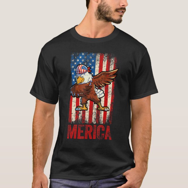 Dabbing American Eagle 4th Of July Boys Men Americ T-Shirt (Front)