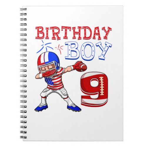 Dabbing American Football Birthday Boy 9 Year Old Notebook